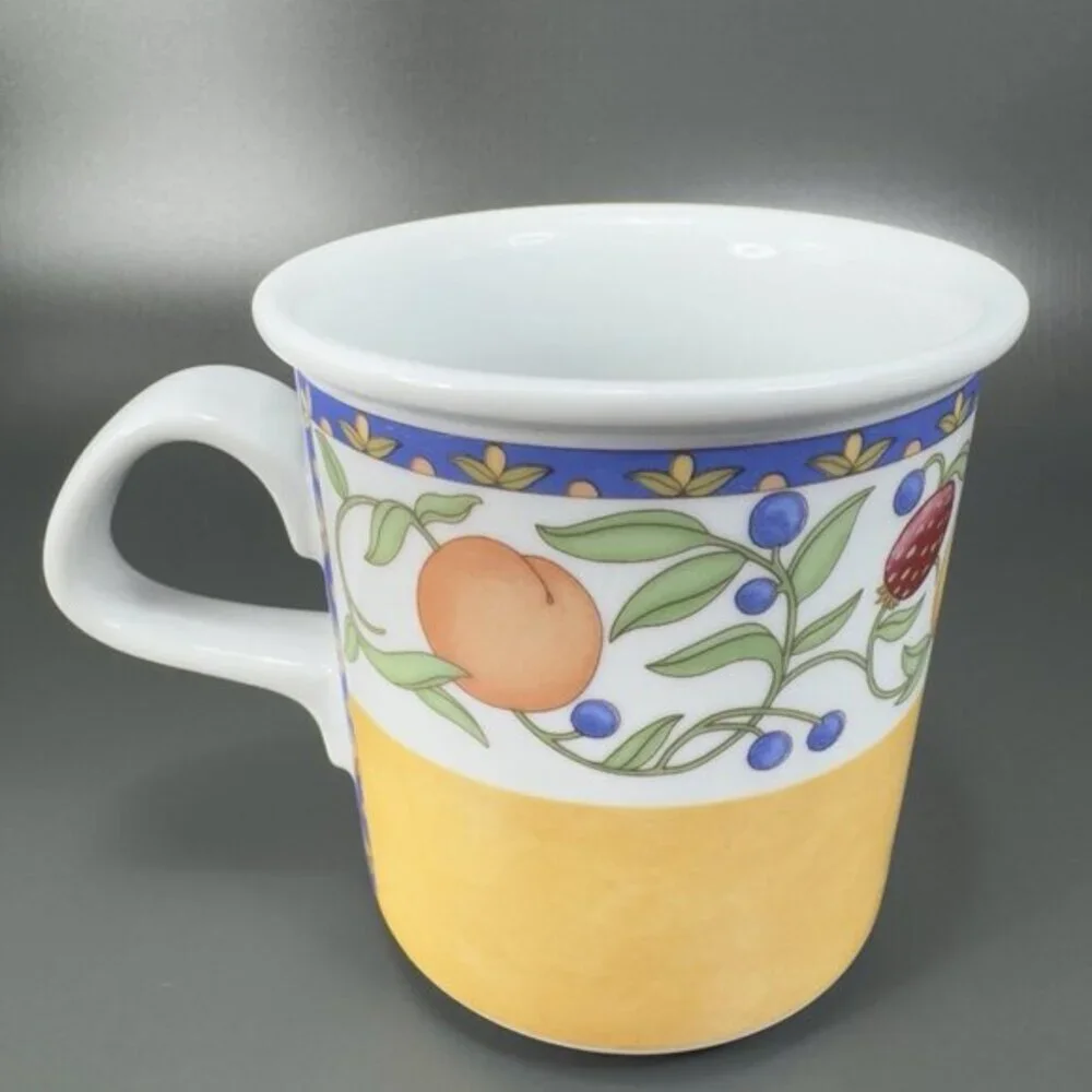 DANSK FIANCE‎ FRUITS Ceramic Coffee Mug Cup Set 2 Mugs Cups Dinnerware Thailand